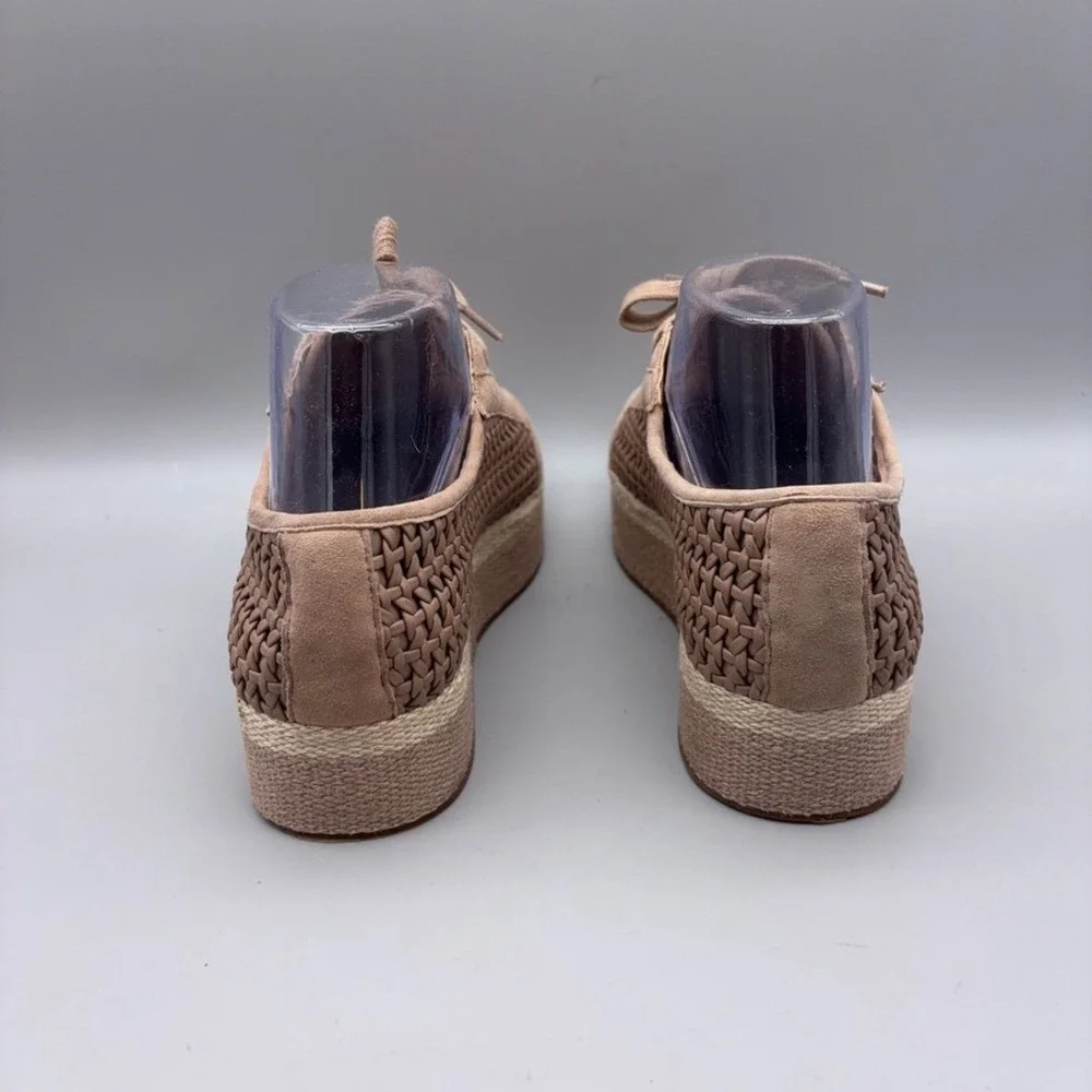 Vince Camuto Platform Sneakers Womens 7.5 Tan Woven Suede Espadrille Casual Boho